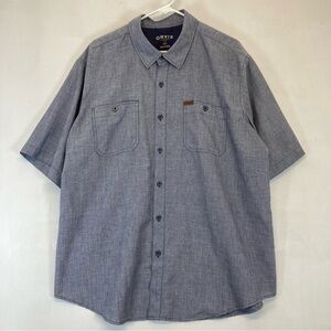 Orvis Classic Performance Men's XXL Fishing Shirt Blue Short Sleeve Button Up